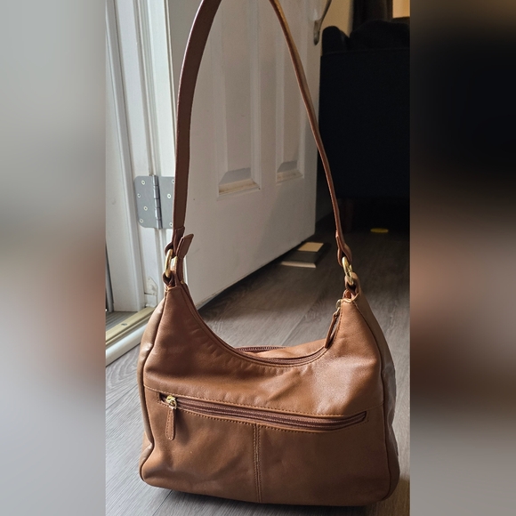 Giani Bernini Light Brown Tan Genuine Leather Hobo Shoulder Bag Minimalist Chic - Picture 4 of 14